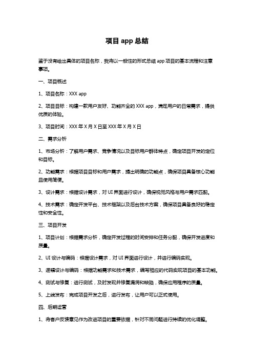 项目app总结1000字