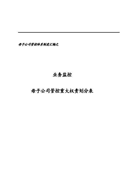 集团母子公司业务监控重大权责划分表