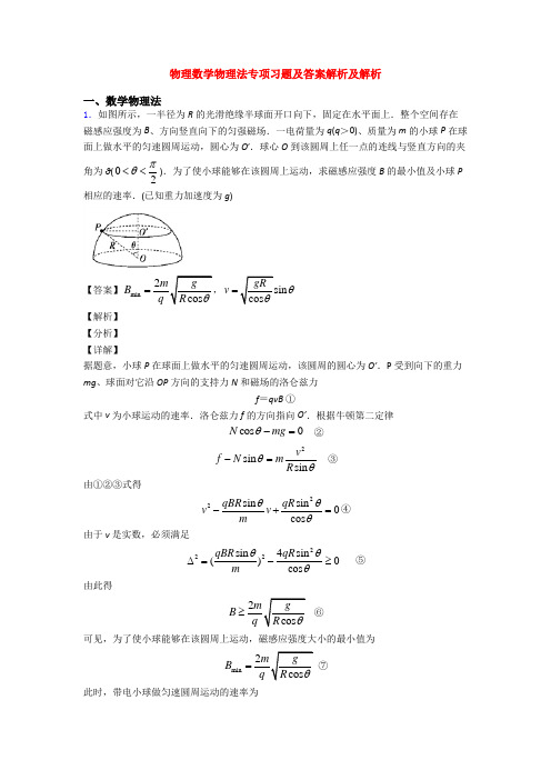 物理数学物理法专项习题及答案解析及解析