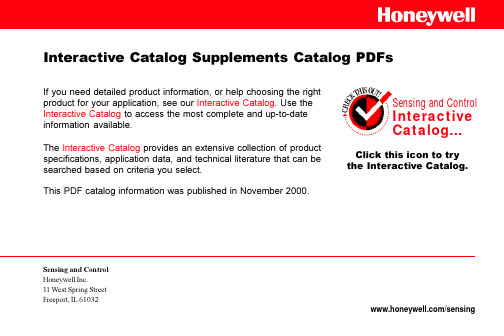 Honeywell 感应和控制互动目录说明书