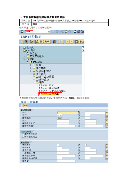 SAP_R3_MM操作指南_库存盘点差异过账-天普