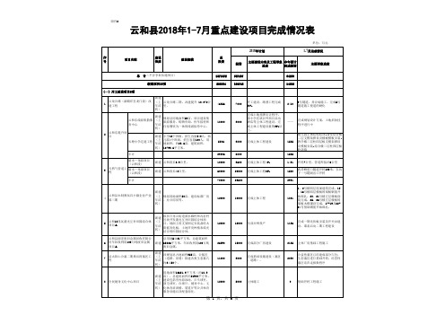 云和县 重点建设项目完成情况表