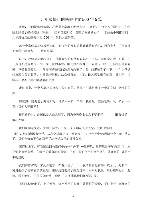 九年级快乐的寒假作文500字5篇