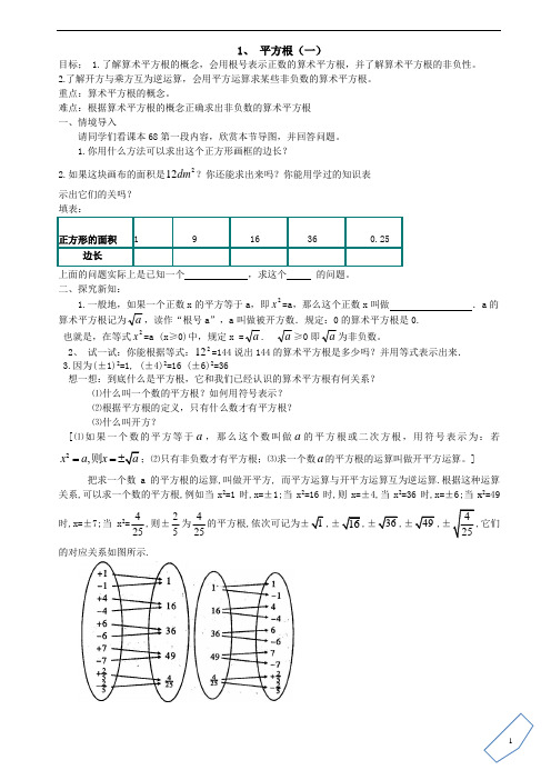 1、 平方根(一)