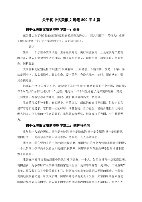 关于初中优美散文随笔800字4篇