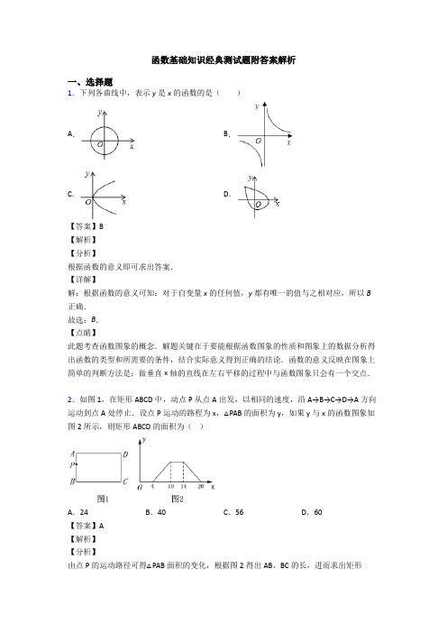 函数基础知识经典测试题附答案解析