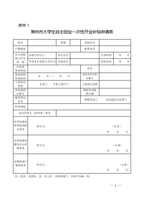 常州市大学生创业扶持资金申领办法