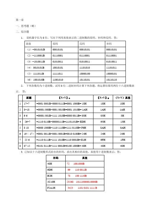 微机原理课后习题参考答案_2011_简版