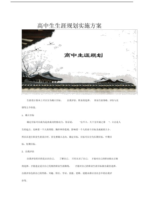 高中生生涯规划实施规划方案.docx