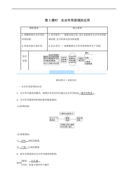 人教版高中生物同步学案 光合作用原理的应用