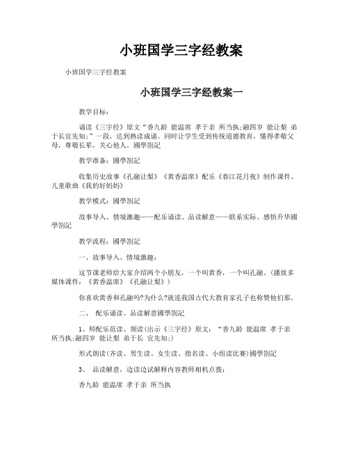 小班国学三字经教案