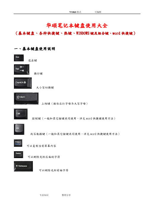 华硕笔记本键盘使用大全(基本键、各种快捷键、热键、WINDOWS键和组合键、word快捷键)