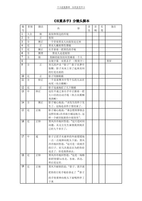 双重杀手分镜头脚本