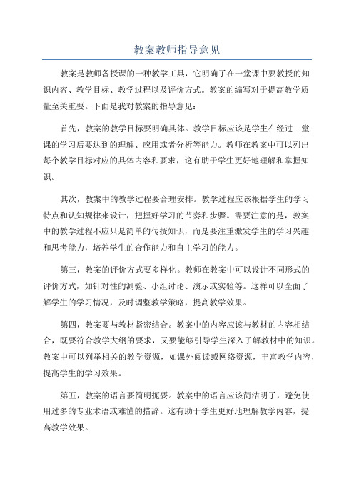 教案教师指导意见