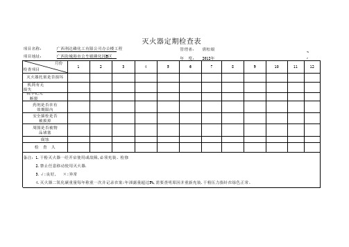 灭火器定期检查表 工作表