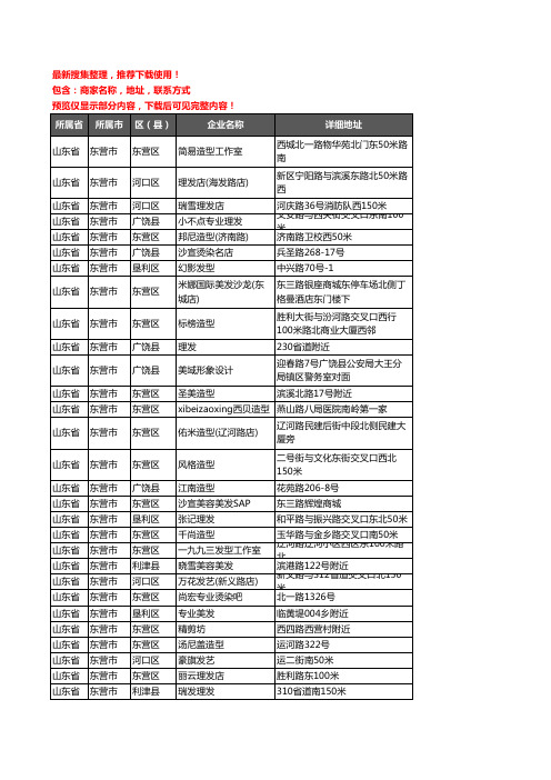 新版山东省东营市美容美发企业公司商家户名录单联系方式地址大全1254家