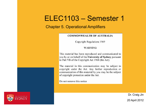 ELEC1103_Fundamentals Of Elec And Electronic Engineering_2014 Semester 1_Ch5-opamp