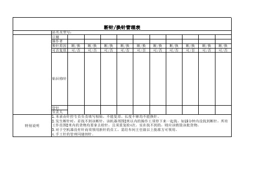 外贸出口产品-断针换针管理表-实用版