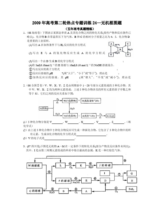 2009年高考化学第二轮热点专题训练24——无机框图题(五年高考真题精练)