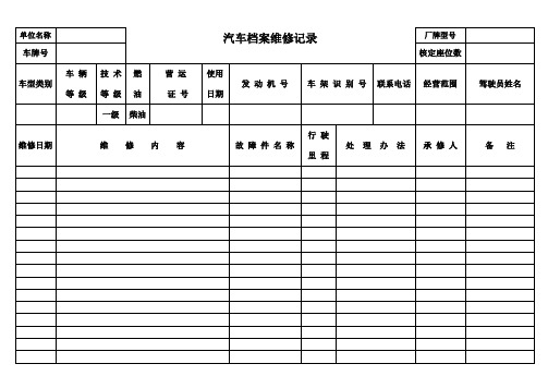 汽车维修档案记录