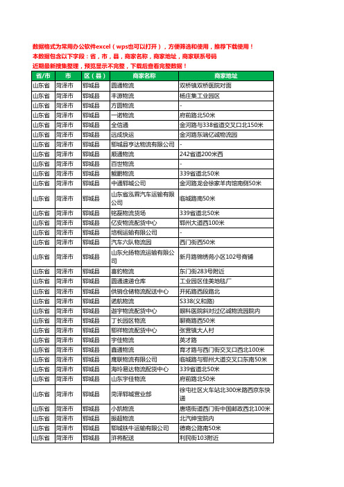 2020新版山东省菏泽市郓城县物流工商企业公司商家名录名单黄页联系电话号码地址大全83家