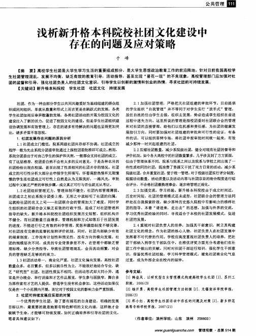 浅析新升格本科院校社团文化建设中存在的问题及应对策略