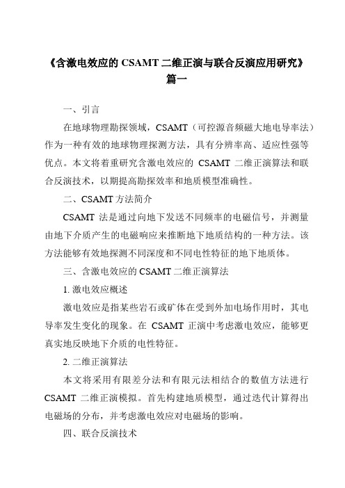 《含激电效应的CSAMT二维正演与联合反演应用研究》