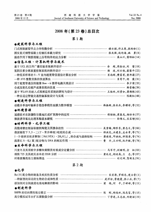 2008年(第23卷)总目次