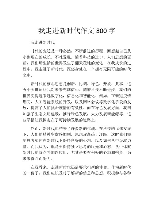 我走进新时代作文800字