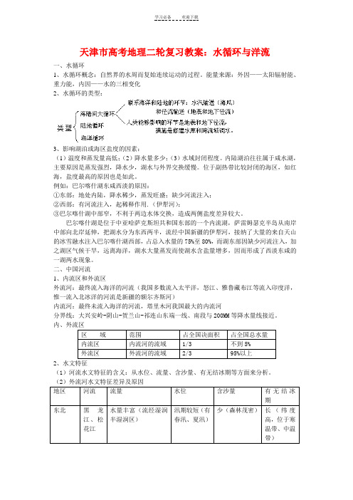 天津市高三地理高考二轮复习教案水循环与洋流