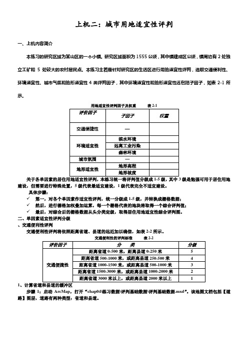 ArcGIS上机二城市用地适宜性评判