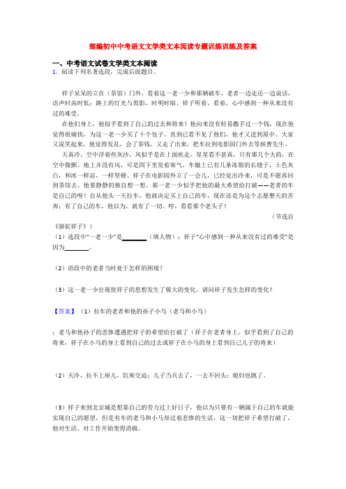 部编初中中考语文文学类文本阅读专题训练训练及答案