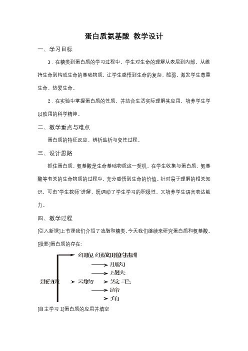 苏教版高中化学蛋白质氨基酸 精品教案