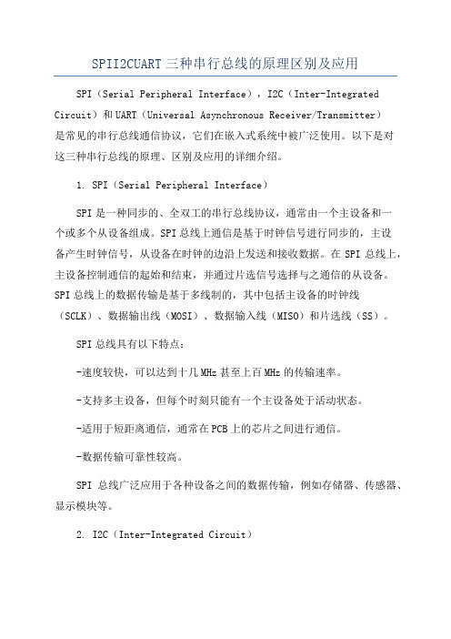 SPII2CUART三种串行总线的原理区别及应用