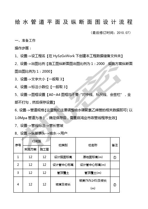 给水管道平面及纵断面图设计步骤