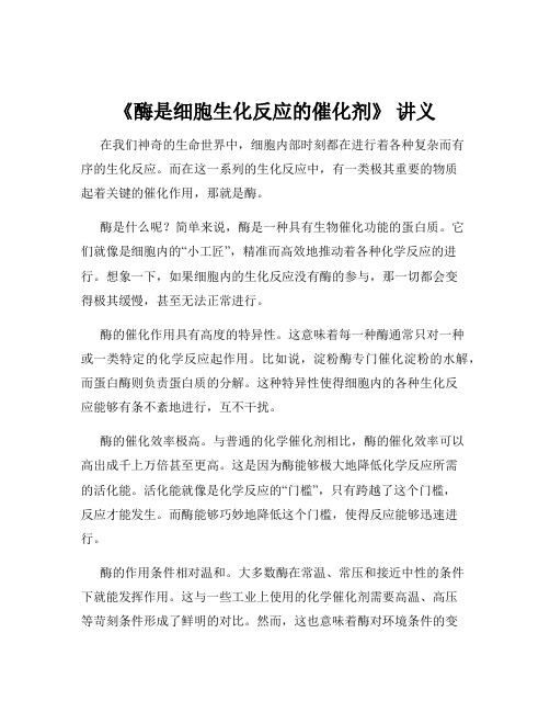 《酶是细胞生化反应的催化剂》 讲义