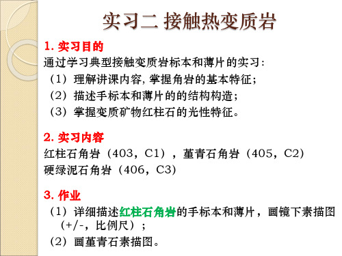 变质岩课件实习二 红柱石角岩 堇青石角岩