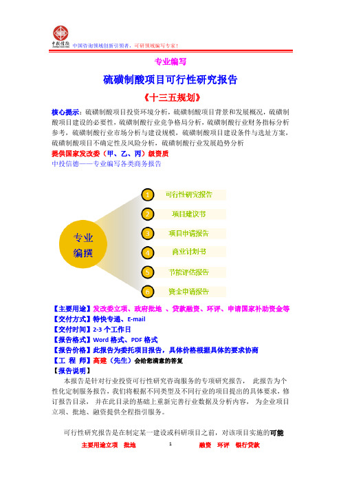 硫磺制酸项目可行性研究报告