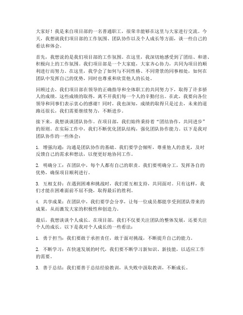 项目部职工交流发言稿范文