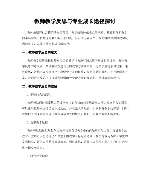 教师教学反思与专业成长途径探讨