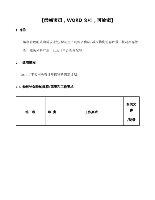 物料计划控制流程 