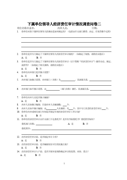 下属单位领导人经济责任审计情况调查问卷二