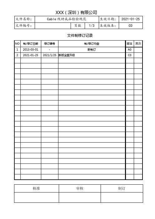 Cable线材成品检验规范