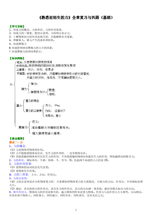 《熟悉而陌生的力》全章复习与巩固(基础) 知识讲解