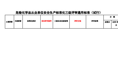 危险化学品从业单位安全生产标准化三级评审通用标准A类