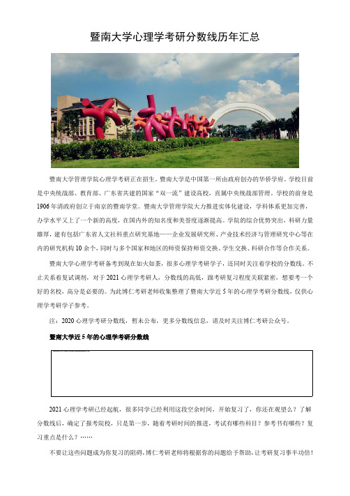 暨南大学心理学考研分数线