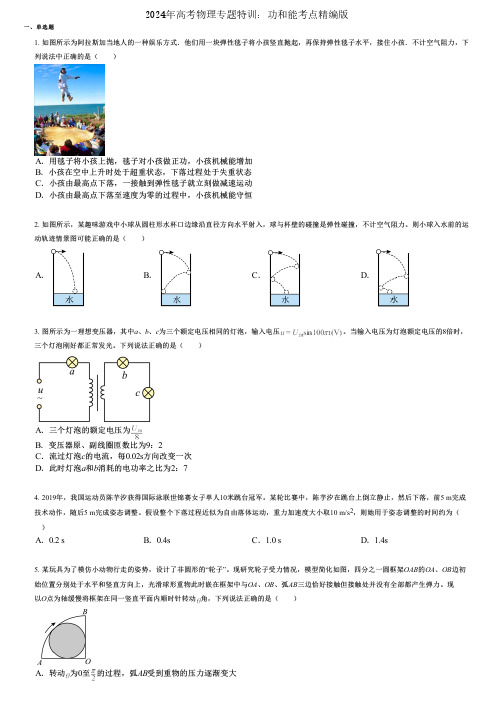 2024年高考物理专题特训：功和能考点精编版