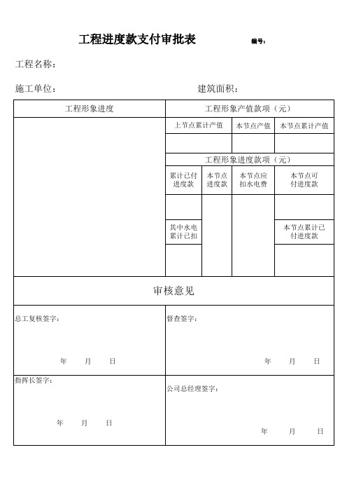 工程进度款支付审批表