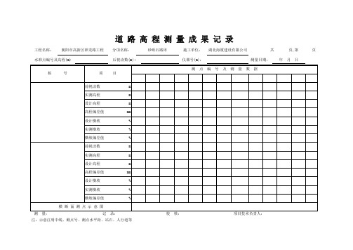 (路床) 道路高程测量成果记录