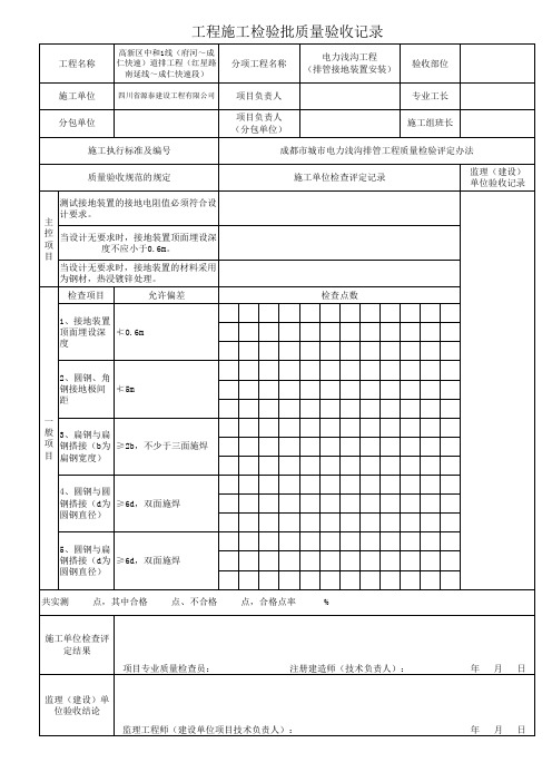 工程施工检验批质量验收记录(电力浅沟)